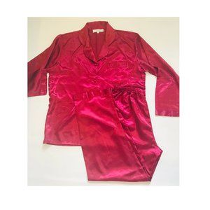 Oriental red silk women pajamas size L